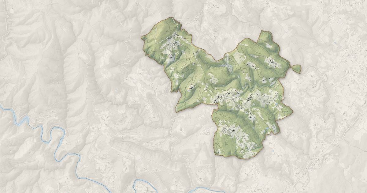 Portrait cartographique de Payzac : relief, eau, forêts, bâti et voies, calculés à partir des données de l'IGN