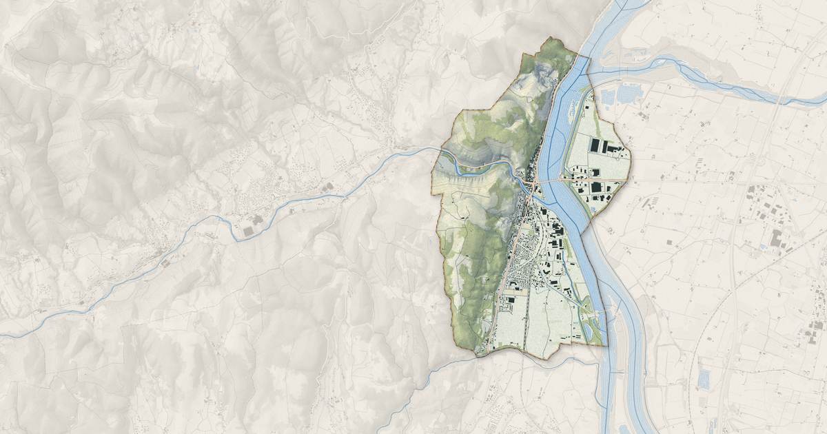 Portrait cartographique de Le Pouzin : relief, eau, forêts, bâti et voies, calculés à partir des données de l'IGN