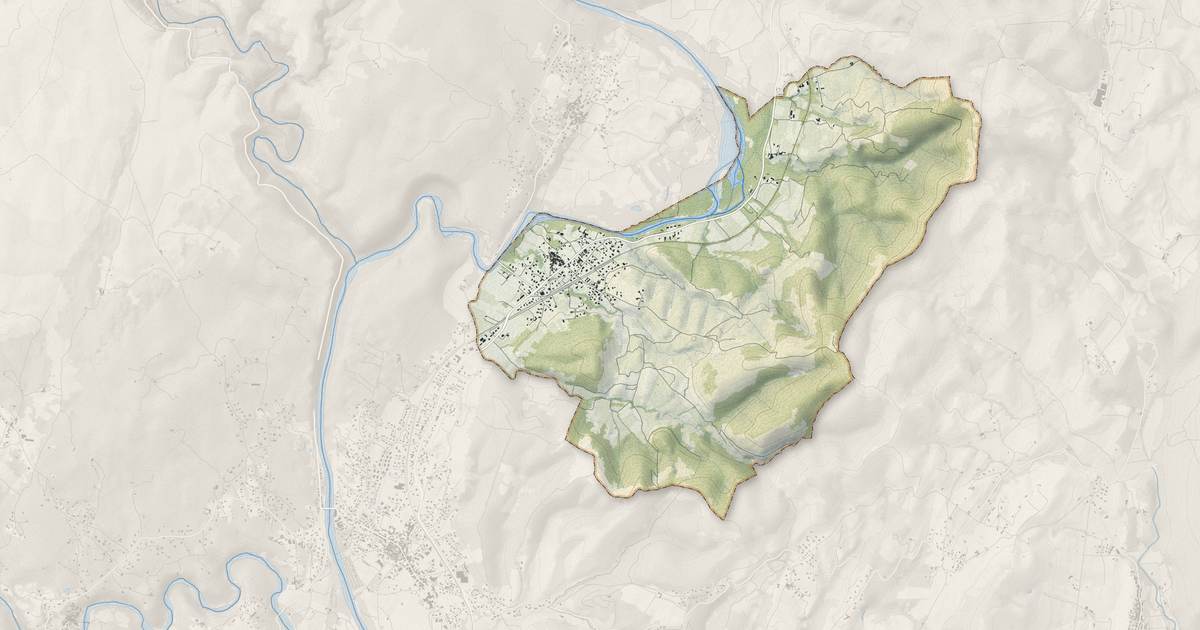 Portrait cartographique de Pradons : relief, eau, forêts, bâti et voies, calculés à partir des données de l'IGN