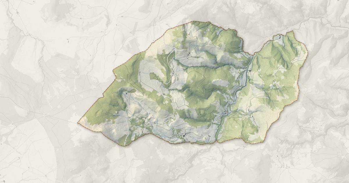 Portrait cartographique de La Rochette : relief, eau, forêts, bâti et voies, calculés à partir des données de l'IGN