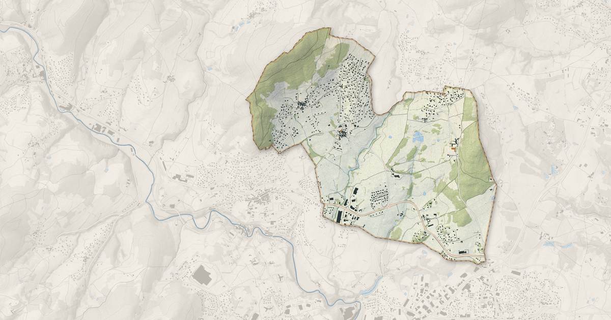 Portrait cartographique de Saint-Clair : relief, eau, forêts, bâti et voies, calculés à partir des données de l'IGN