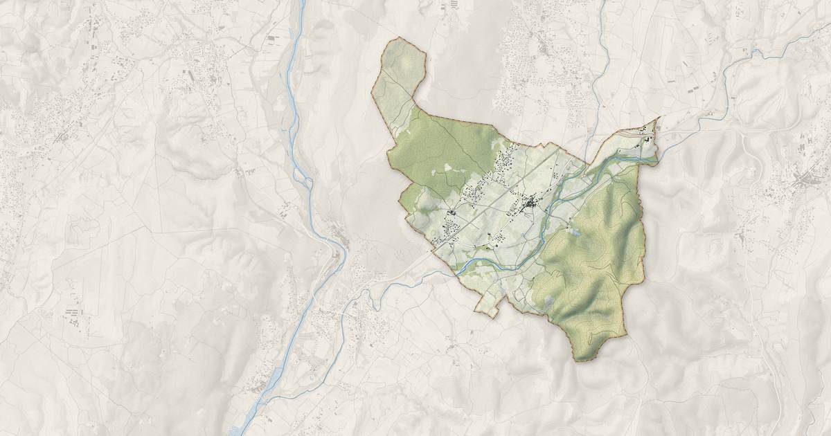 Portrait cartographique de Saint-Germain : relief, eau, forêts, bâti et voies, calculés à partir des données de l'IGN