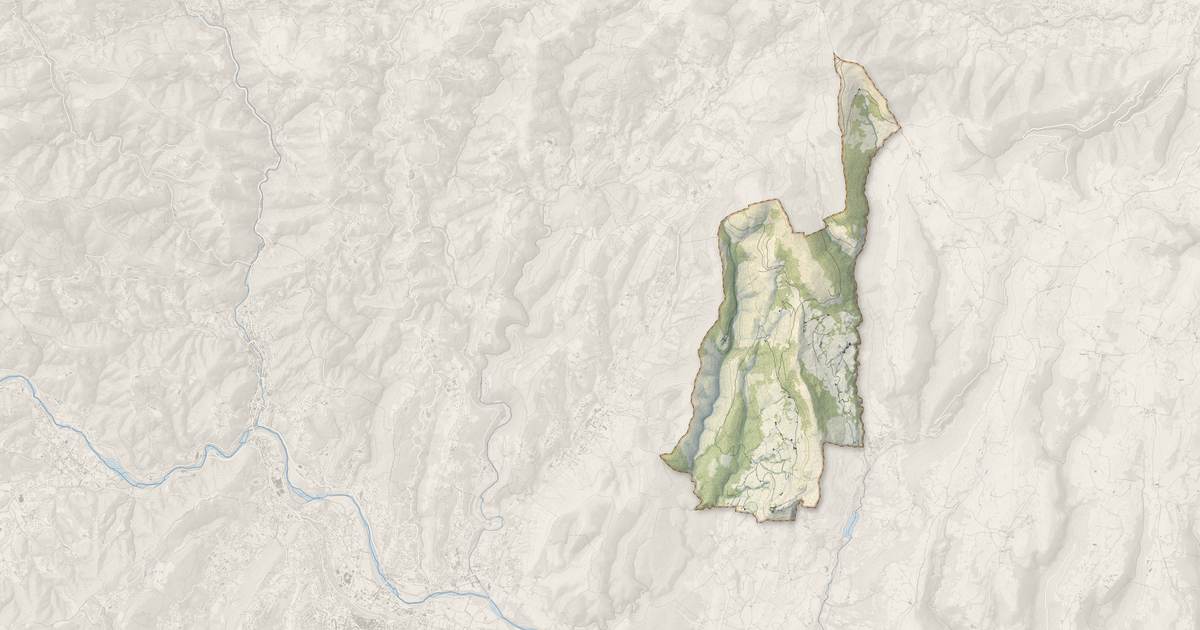 Portrait cartographique de Saint-Laurent-sous-Coiron : relief, eau, forêts, bâti et voies, calculés à partir des données de l'IGN