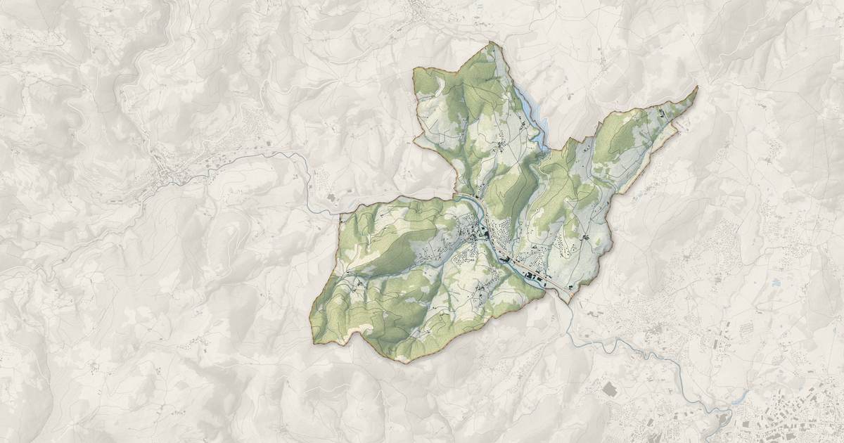 Portrait cartographique de Saint-Marcel-lès-Annonay : relief, eau, forêts, bâti et voies, calculés à partir des données de l'IGN