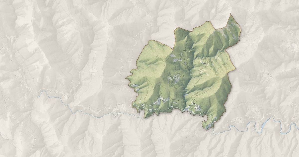 Portrait cartographique de Saint-Mélany : relief, eau, forêts, bâti et voies, calculés à partir des données de l'IGN