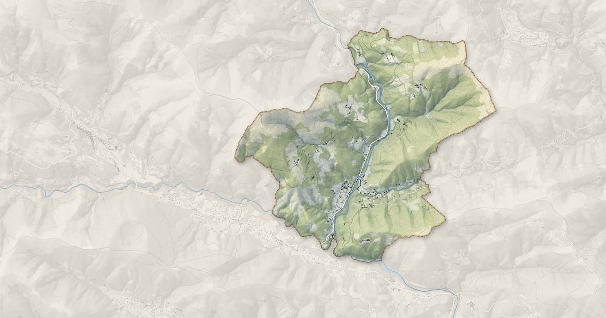 Portrait cartographique de Saint-Pierre-de-Colombier : relief, eau, forêts, bâti et voies, calculés à partir des données de l'IGN