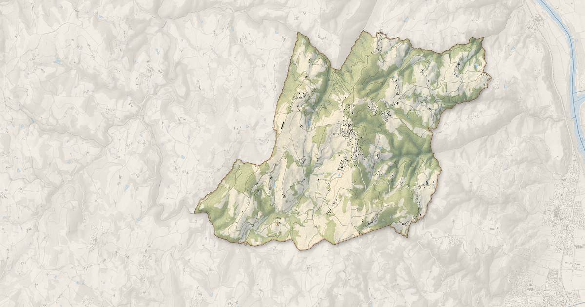 Portrait cartographique de Saint-Romain-de-Lerps : relief, eau, forêts, bâti et voies, calculés à partir des données de l'IGN