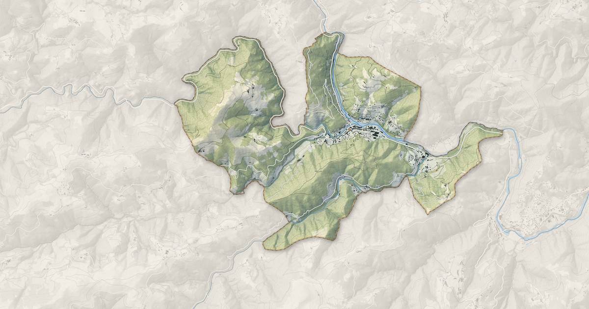 Portrait cartographique de Saint-Sauveur-de-Montagut : relief, eau, forêts, bâti et voies, calculés à partir des données de l'IGN