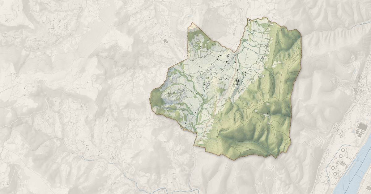 Portrait cartographique de Saint-Vincent-de-Barrès : relief, eau, forêts, bâti et voies, calculés à partir des données de l'IGN