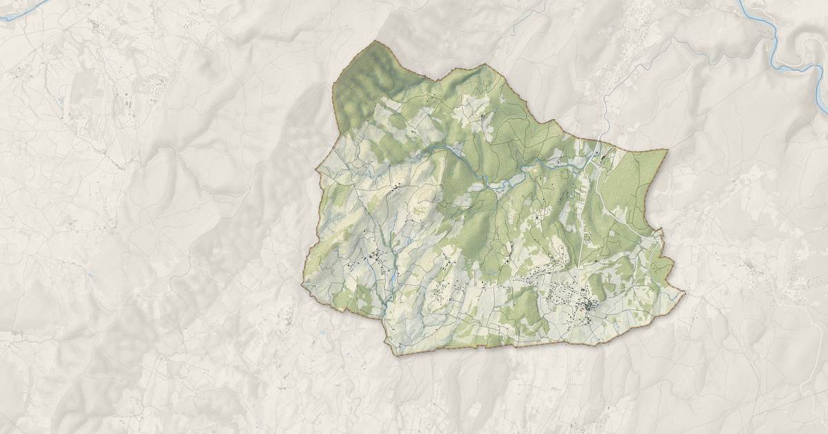 Portrait cartographique de Vagnas : relief, eau, forêts, bâti et voies, calculés à partir des données de l'IGN