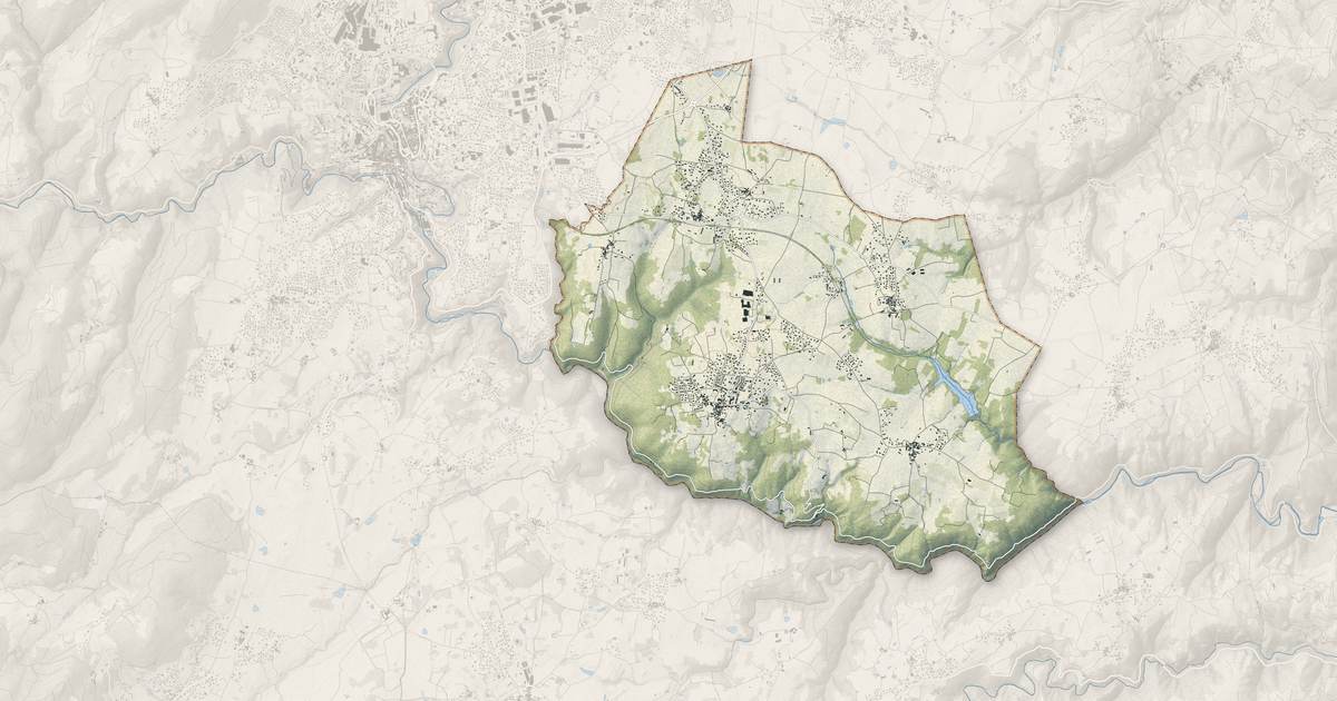 Portrait cartographique de Vernosc-lès-Annonay : relief, eau, forêts, bâti et voies, calculés à partir des données de l'IGN