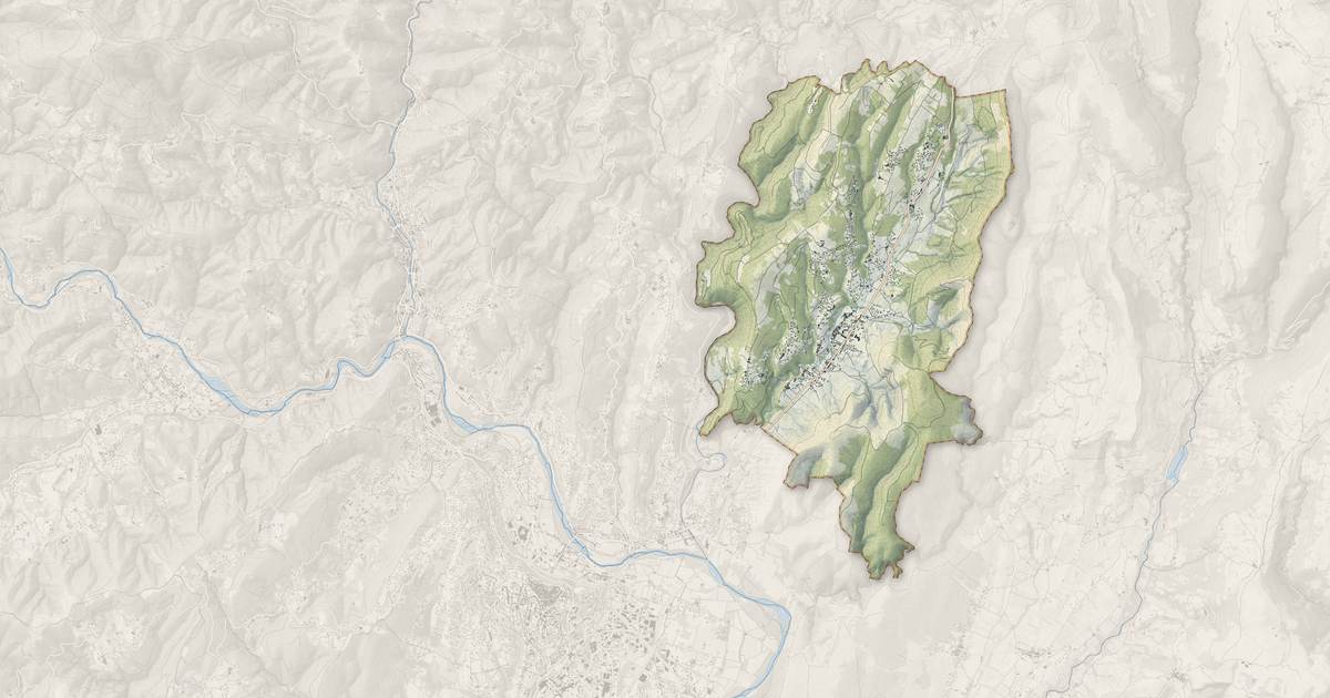 Portrait cartographique de Vesseaux : relief, eau, forêts, bâti et voies, calculés à partir des données de l'IGN