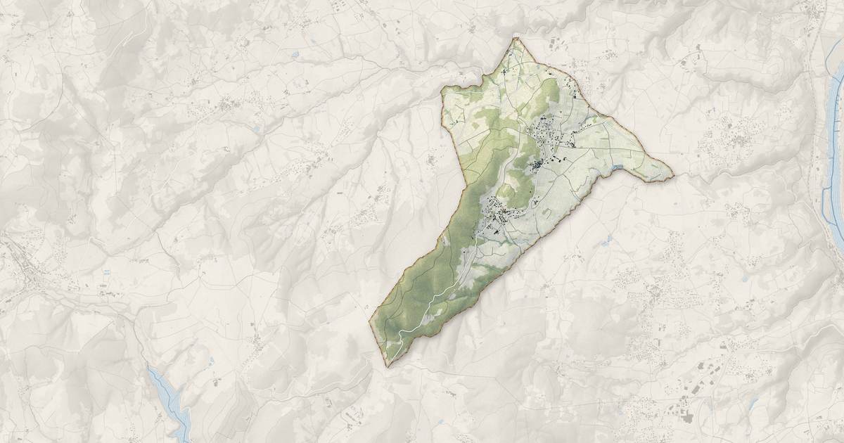 Portrait cartographique de Vinzieux : relief, eau, forêts, bâti et voies, calculés à partir des données de l'IGN