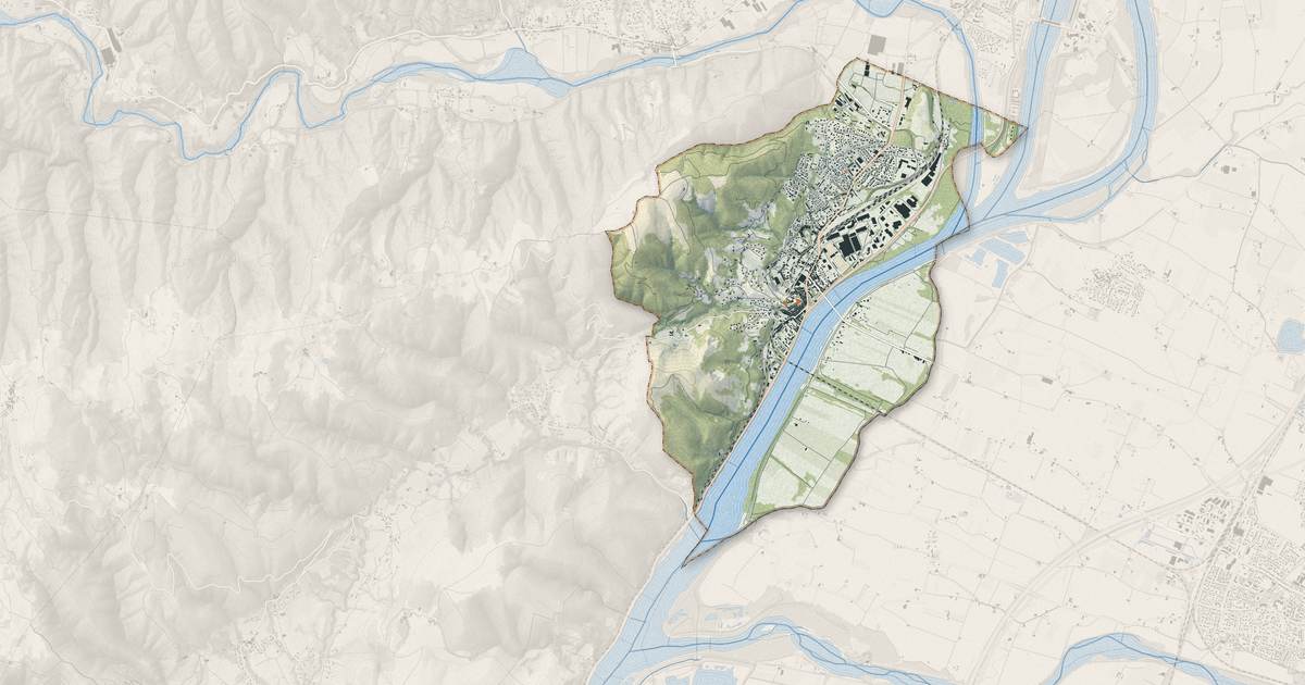 Portrait cartographique de La Voulte-sur-Rhône : relief, eau, forêts, bâti et voies, calculés à partir des données de l'IGN