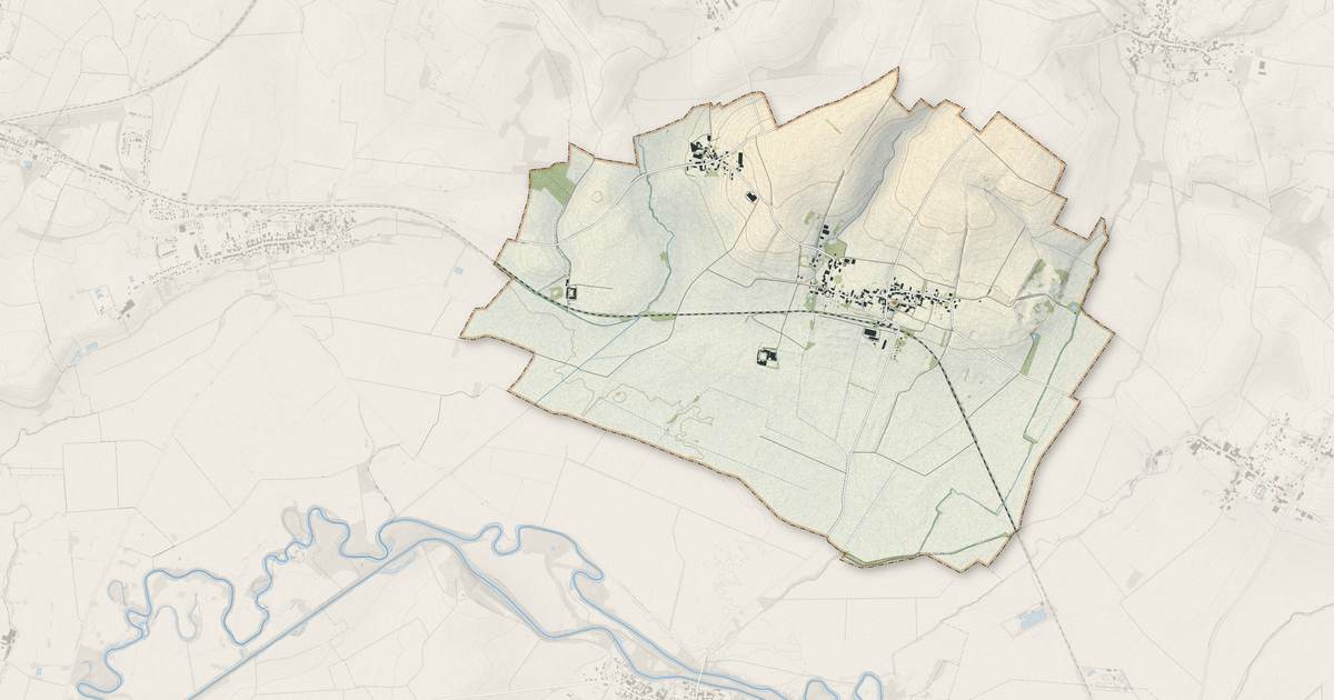 Portrait cartographique de Alland'Huy-et-Sausseuil : relief, eau, forêts, bâti et voies, calculés à partir des données de l'IGN