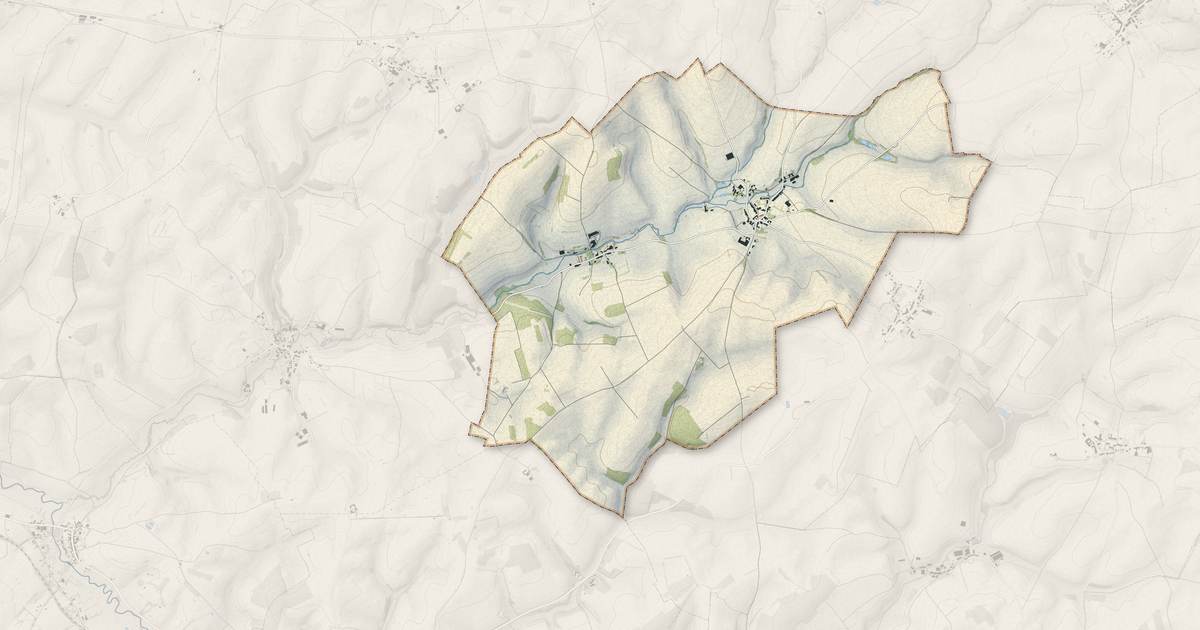 Portrait cartographique de Antheny : relief, eau, forêts, bâti et voies, calculés à partir des données de l'IGN
