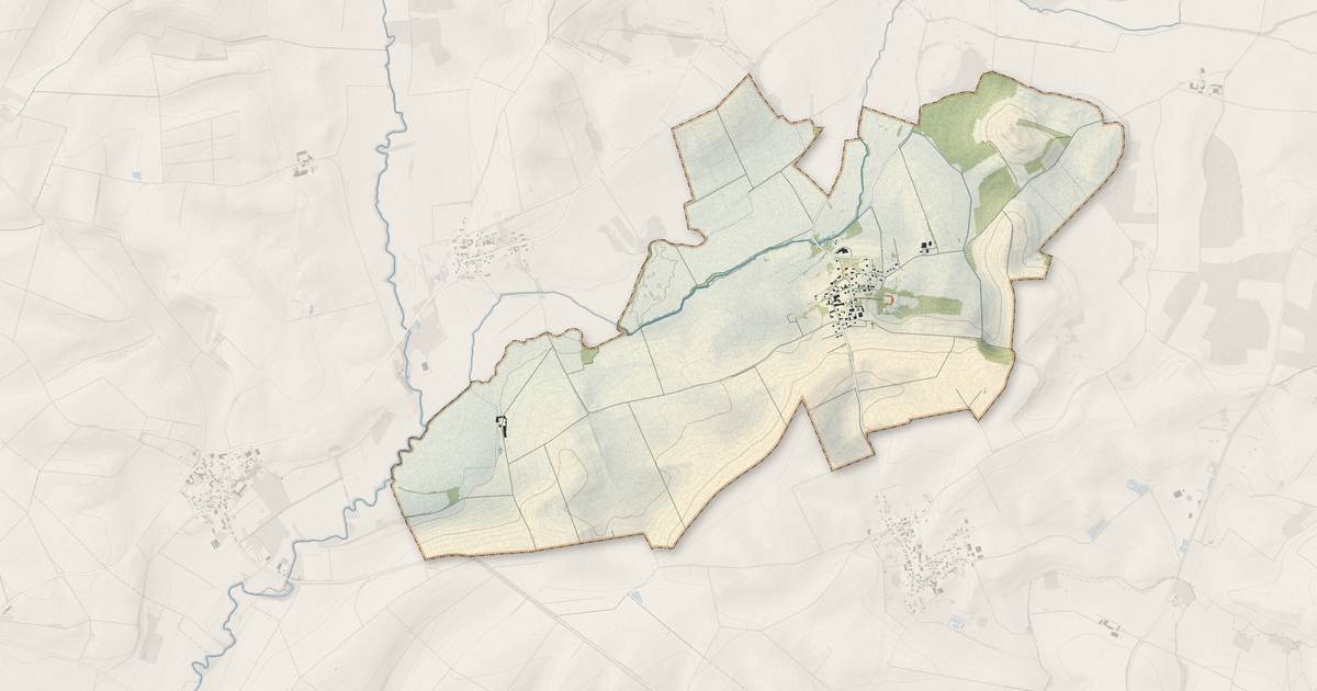 Portrait cartographique de Arnicourt : relief, eau, forêts, bâti et voies, calculés à partir des données de l'IGN