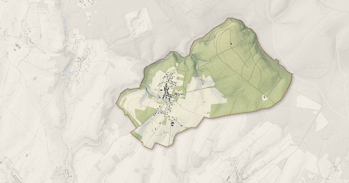 Portrait cartographique de Arreux : relief, eau, forêts, bâti et voies, calculés à partir des données de l'IGN