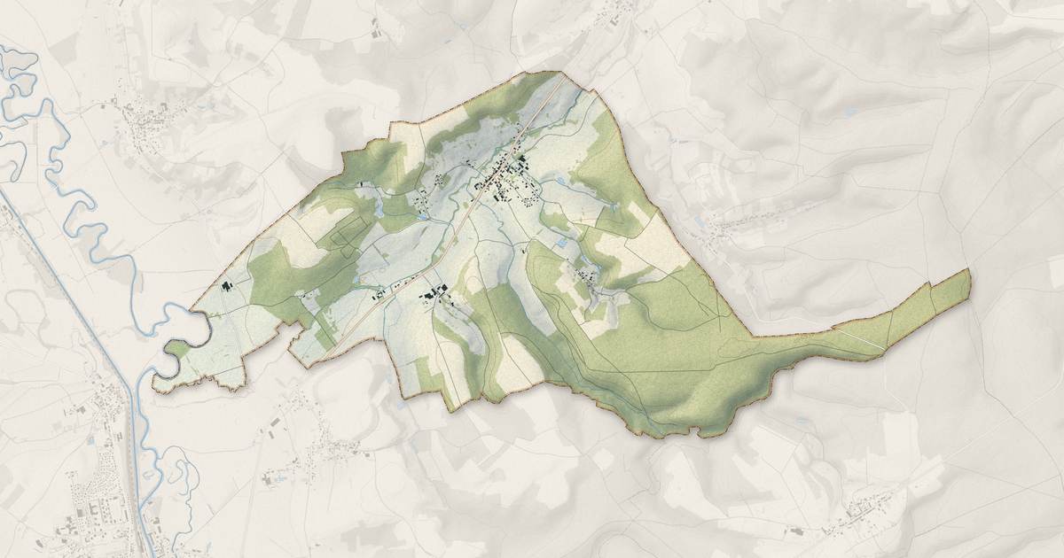 Portrait cartographique de Ballay : relief, eau, forêts, bâti et voies, calculés à partir des données de l'IGN