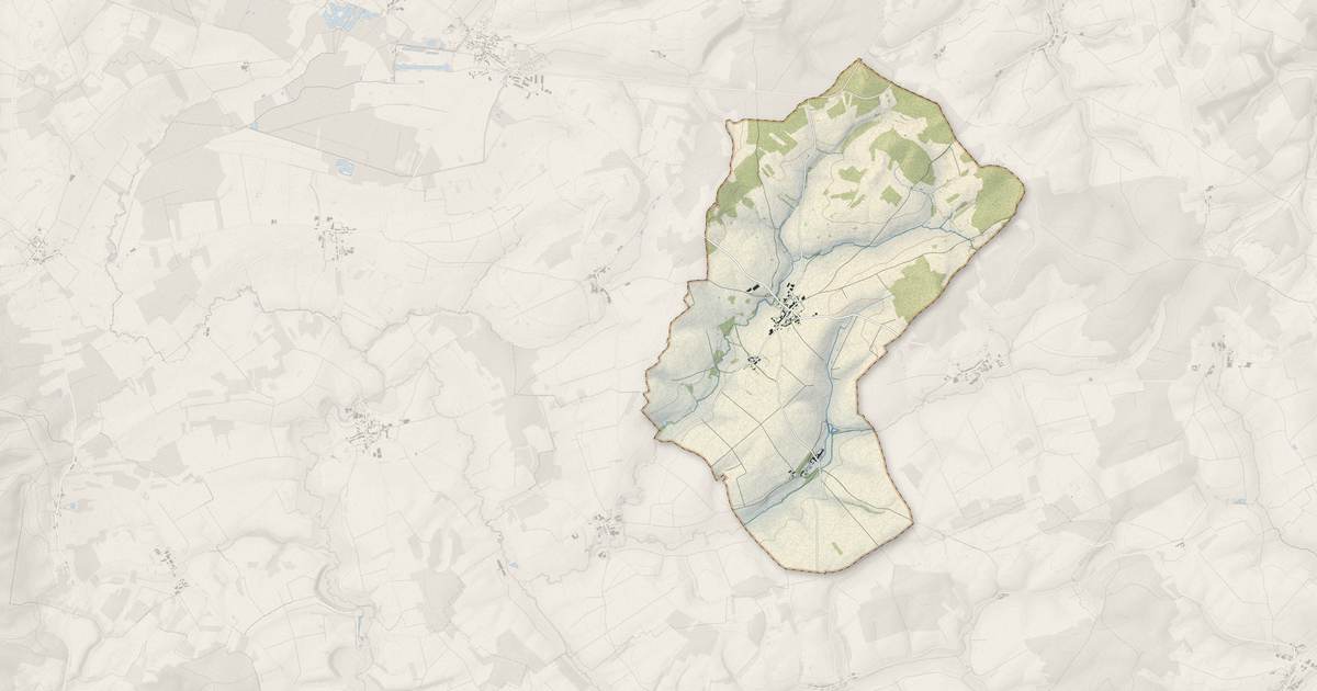 Portrait cartographique de Bayonville : relief, eau, forêts, bâti et voies, calculés à partir des données de l'IGN