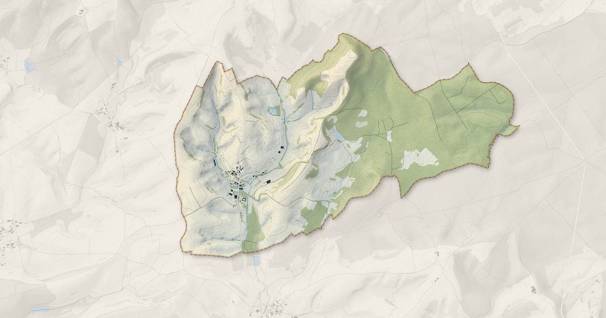 Portrait cartographique de La Berlière : relief, eau, forêts, bâti et voies, calculés à partir des données de l'IGN