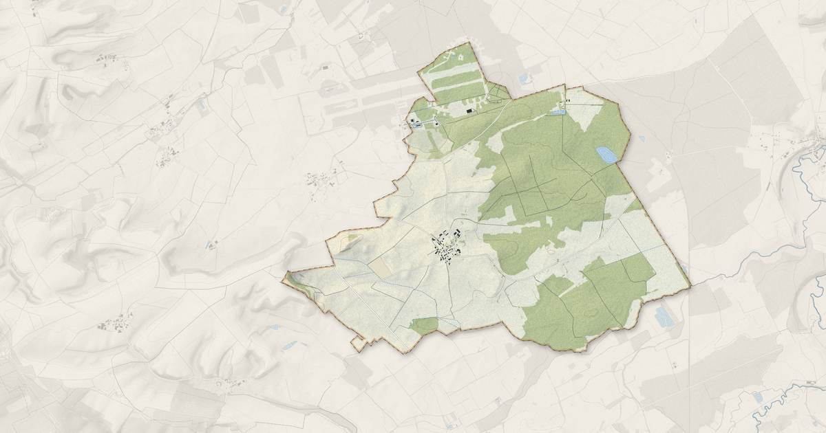 Portrait cartographique de Bouconville : relief, eau, forêts, bâti et voies, calculés à partir des données de l'IGN