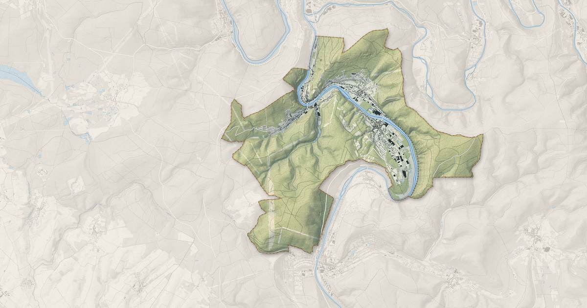 Portrait cartographique de Bogny-sur-Meuse : relief, eau, forêts, bâti et voies, calculés à partir des données de l'IGN