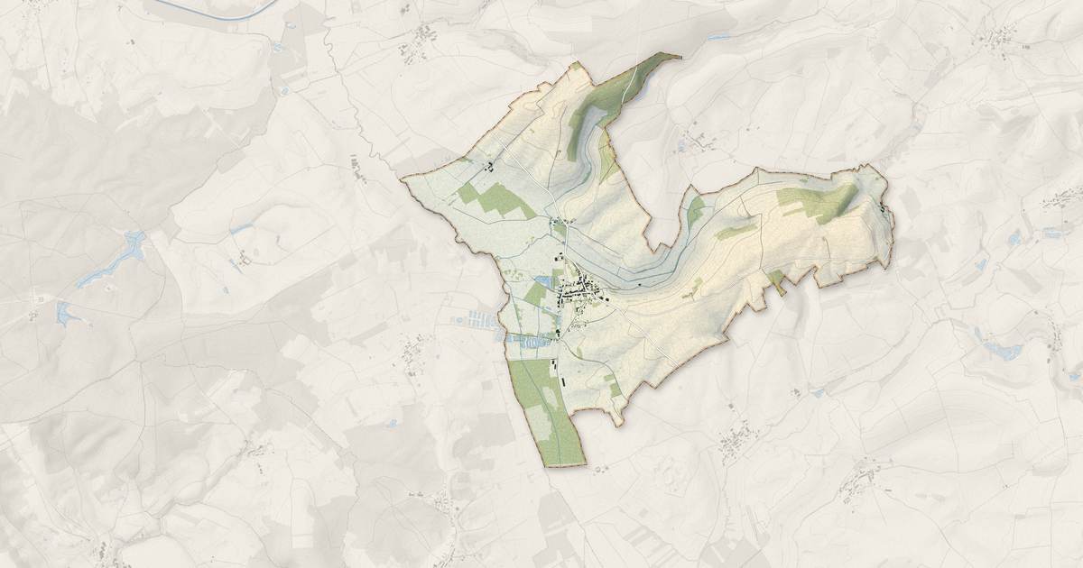 Portrait cartographique de Brieulles-sur-Bar : relief, eau, forêts, bâti et voies, calculés à partir des données de l'IGN