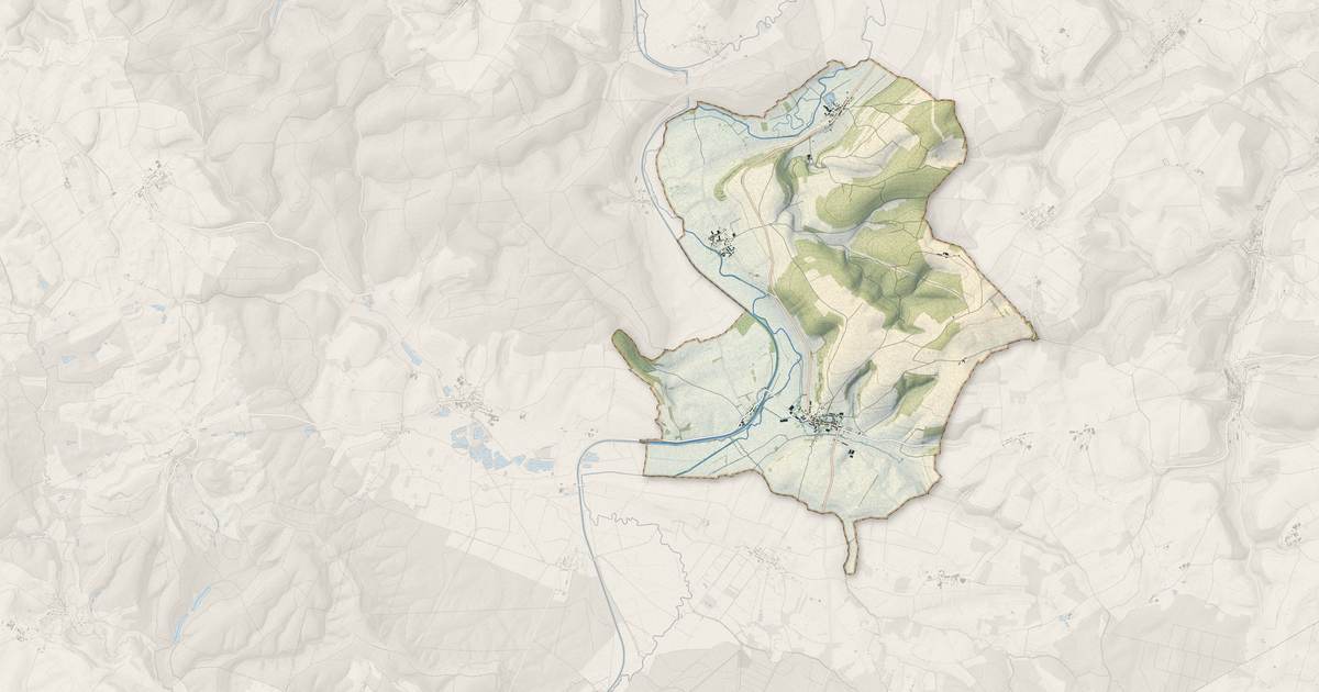 Portrait cartographique de Chémery-Chéhéry : relief, eau, forêts, bâti et voies, calculés à partir des données de l'IGN