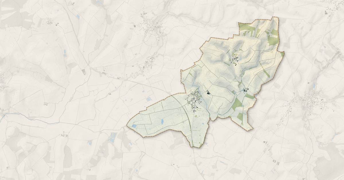 Portrait cartographique de Corny-Machéroménil : relief, eau, forêts, bâti et voies, calculés à partir des données de l'IGN