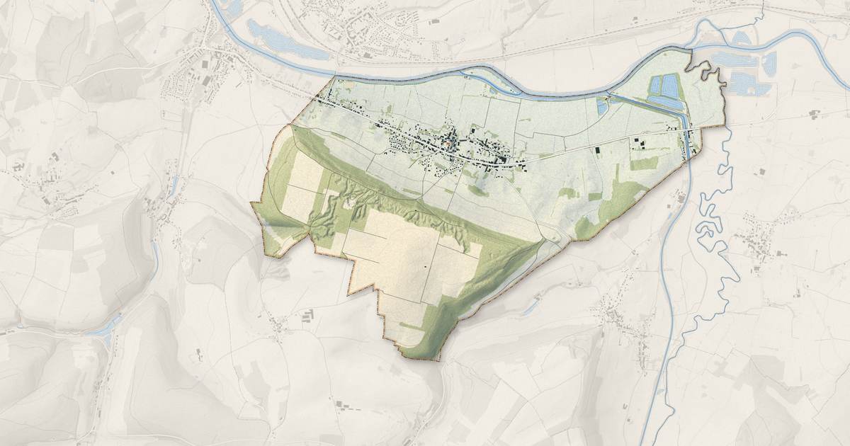 Portrait cartographique de Dom-le-Mesnil : relief, eau, forêts, bâti et voies, calculés à partir des données de l'IGN