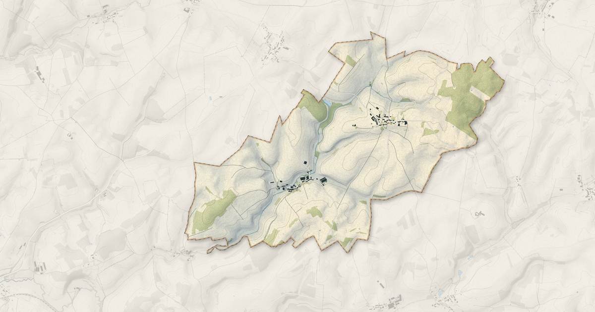 Portrait cartographique de Estrebay : relief, eau, forêts, bâti et voies, calculés à partir des données de l'IGN