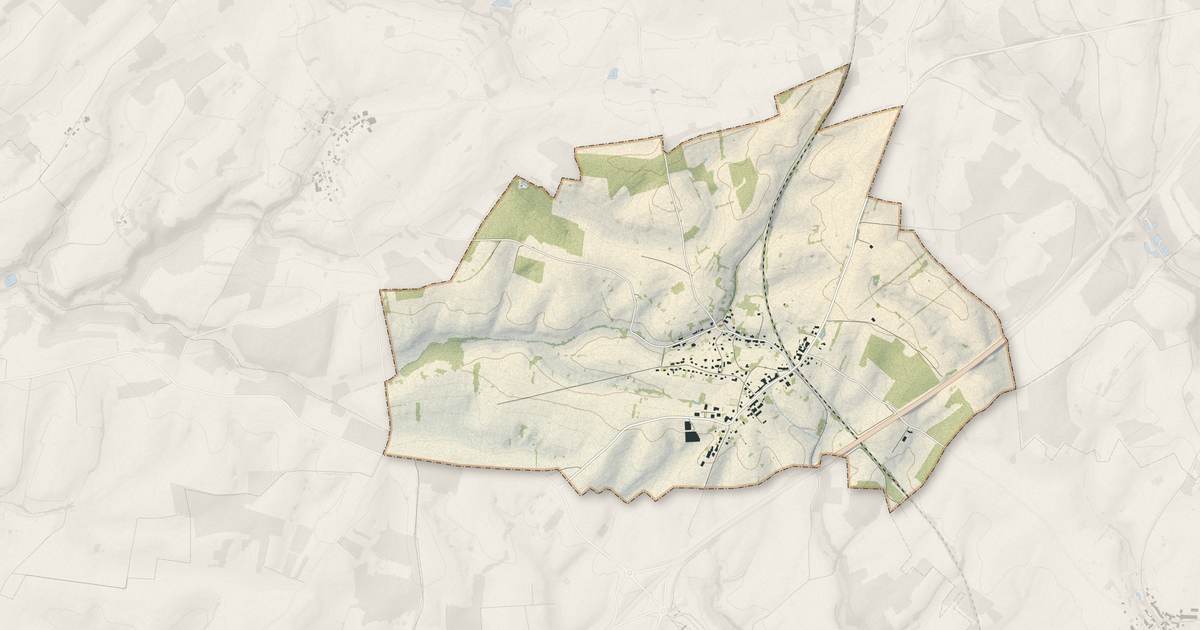 Portrait cartographique de Faissault : relief, eau, forêts, bâti et voies, calculés à partir des données de l'IGN