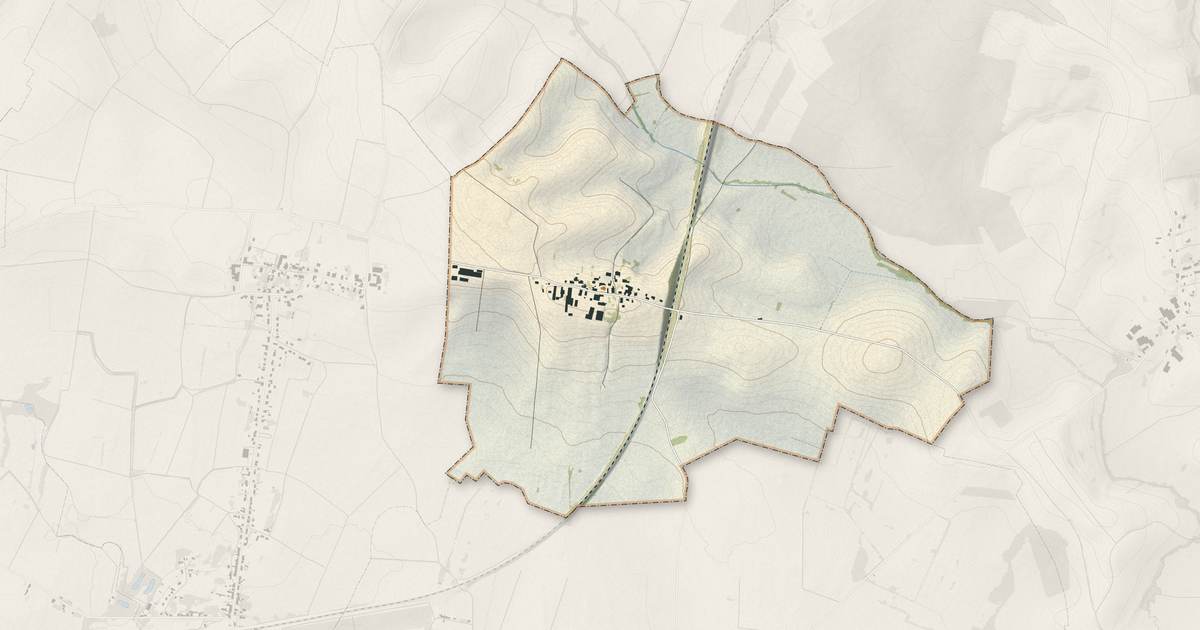 Portrait cartographique de Faux : relief, eau, forêts, bâti et voies, calculés à partir des données de l'IGN