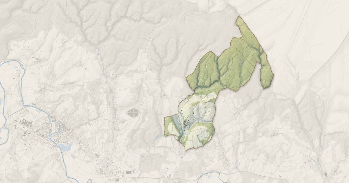 Portrait cartographique de Francheval : relief, eau, forêts, bâti et voies, calculés à partir des données de l'IGN