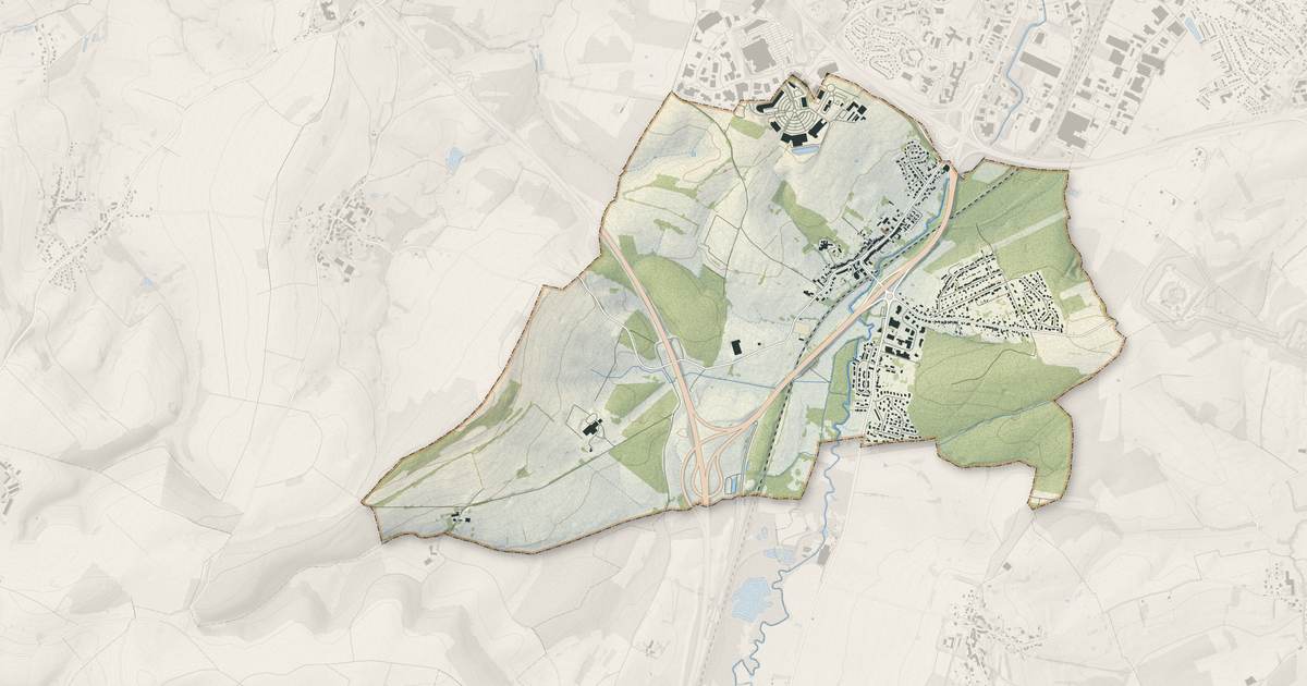 Portrait cartographique de La Francheville : relief, eau, forêts, bâti et voies, calculés à partir des données de l'IGN
