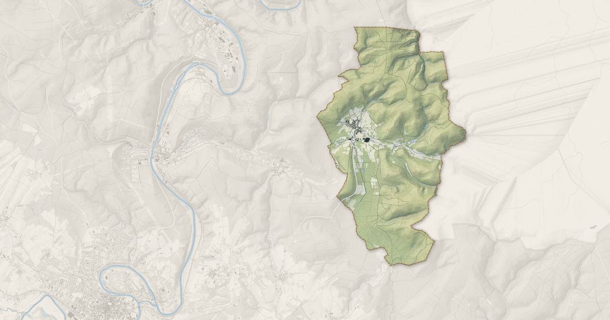 Portrait cartographique de Gespunsart : relief, eau, forêts, bâti et voies, calculés à partir des données de l'IGN