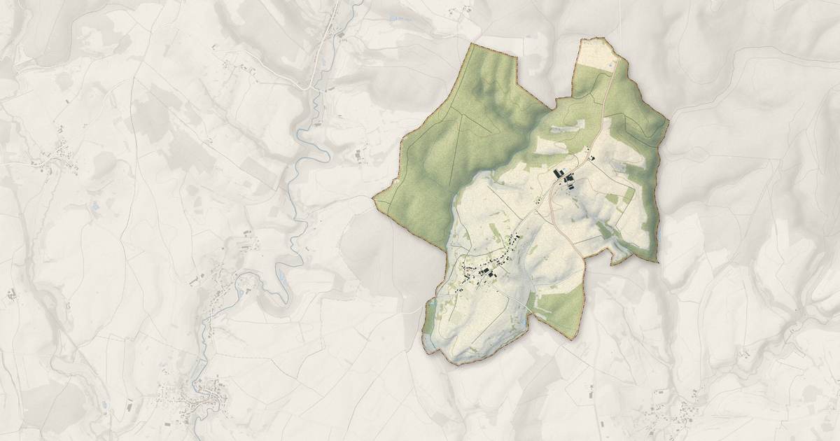 Portrait cartographique de Grandchamp : relief, eau, forêts, bâti et voies, calculés à partir des données de l'IGN