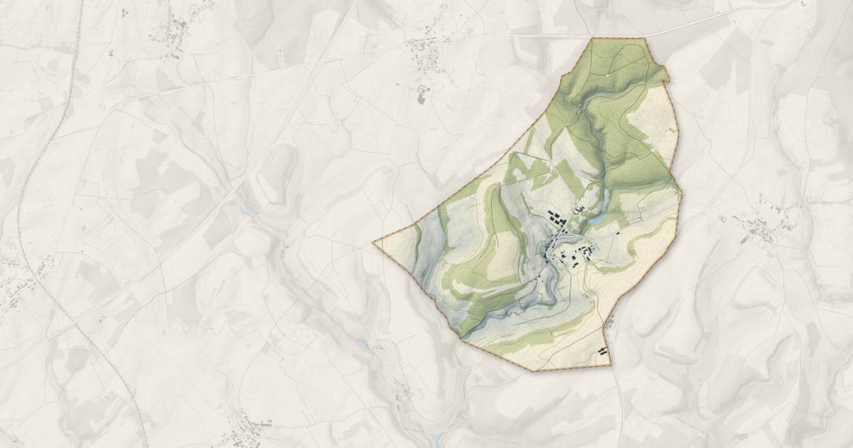 Portrait cartographique de Hagnicourt : relief, eau, forêts, bâti et voies, calculés à partir des données de l'IGN
