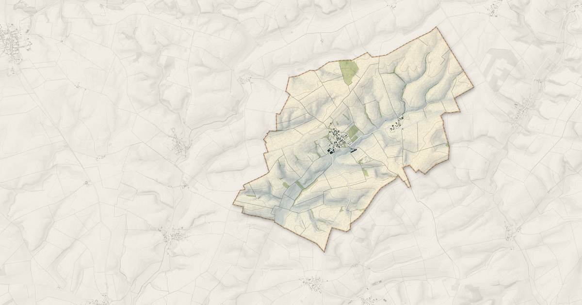 Portrait cartographique de Hannogne-Saint-Rémy : relief, eau, forêts, bâti et voies, calculés à partir des données de l'IGN