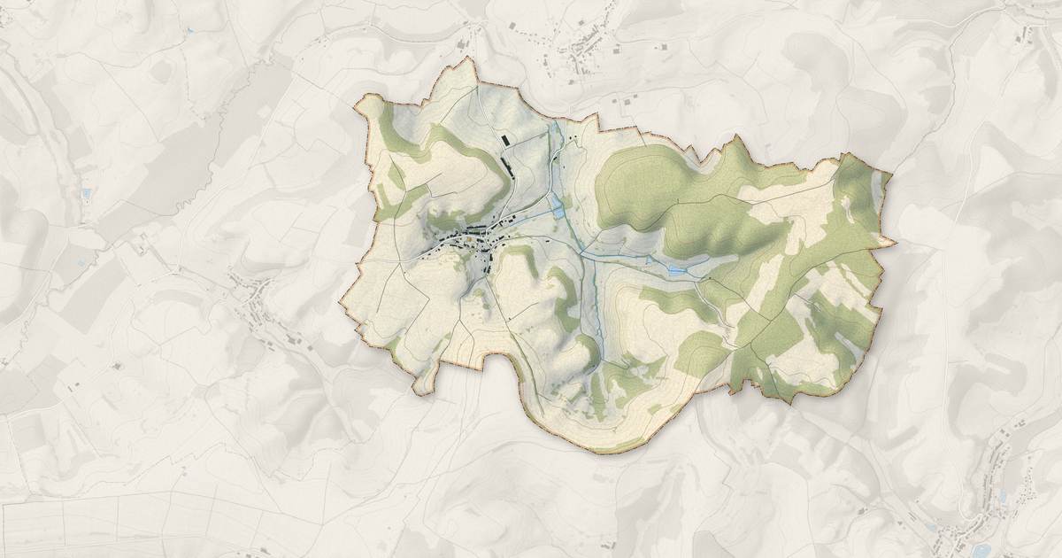 Portrait cartographique de Herbeuval : relief, eau, forêts, bâti et voies, calculés à partir des données de l'IGN