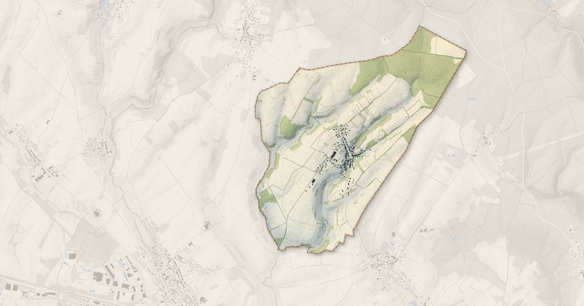 Portrait cartographique de Houldizy : relief, eau, forêts, bâti et voies, calculés à partir des données de l'IGN