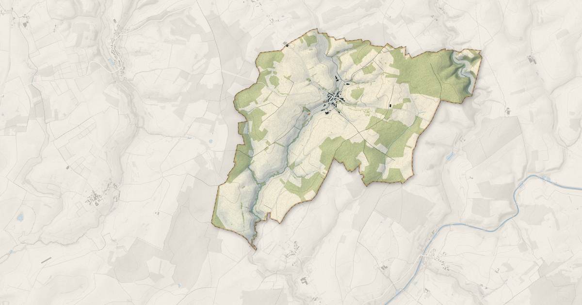 Portrait cartographique de Lametz : relief, eau, forêts, bâti et voies, calculés à partir des données de l'IGN