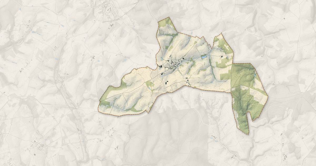 Portrait cartographique de Marlemont : relief, eau, forêts, bâti et voies, calculés à partir des données de l'IGN