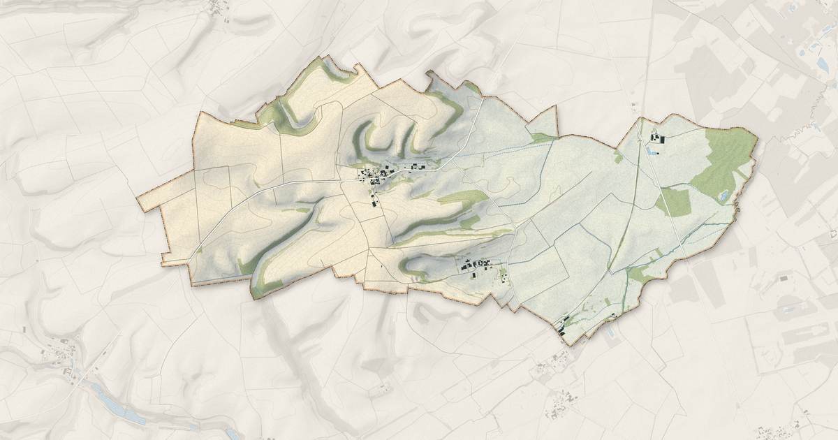 Portrait cartographique de Marvaux-Vieux : relief, eau, forêts, bâti et voies, calculés à partir des données de l'IGN