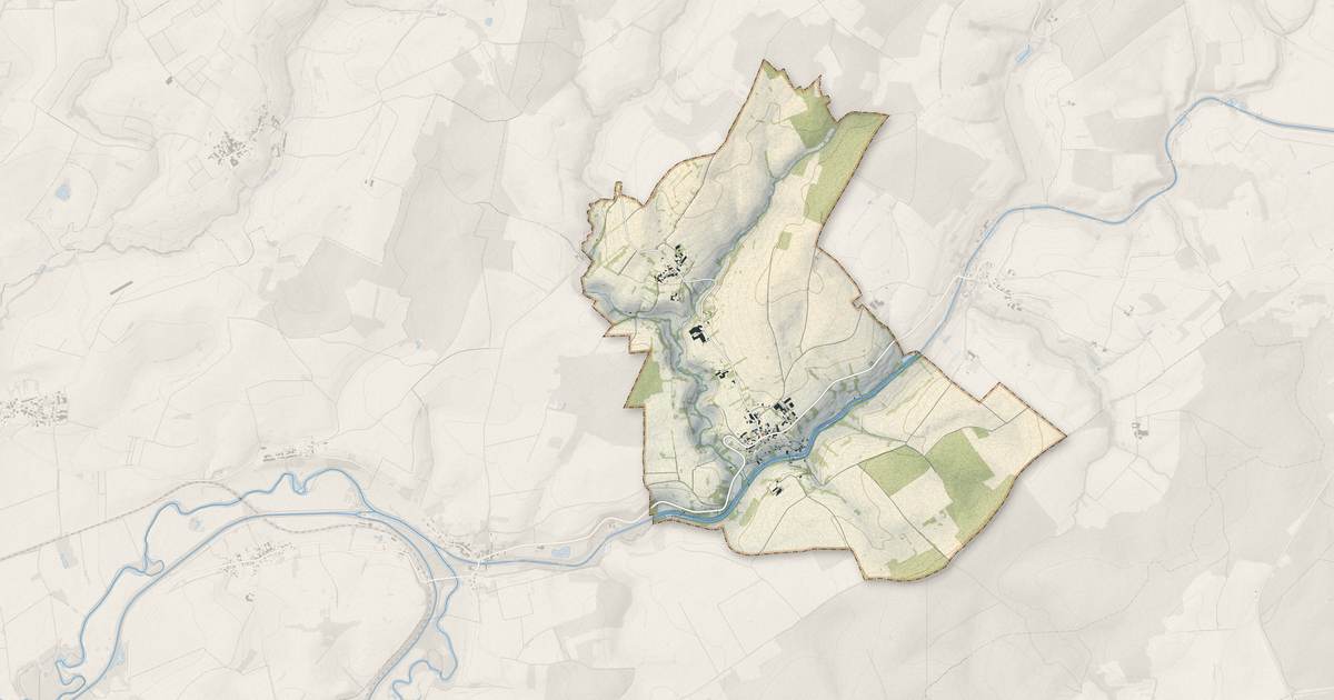 Portrait cartographique de Neuville-Day : relief, eau, forêts, bâti et voies, calculés à partir des données de l'IGN
