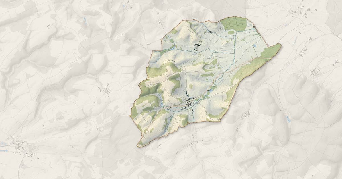 Portrait cartographique de Nouart : relief, eau, forêts, bâti et voies, calculés à partir des données de l'IGN
