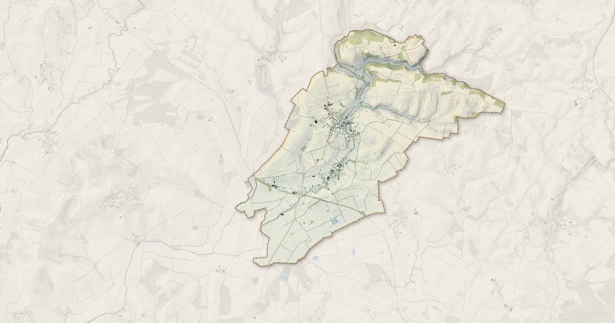 Portrait cartographique de Novion-Porcien : relief, eau, forêts, bâti et voies, calculés à partir des données de l'IGN