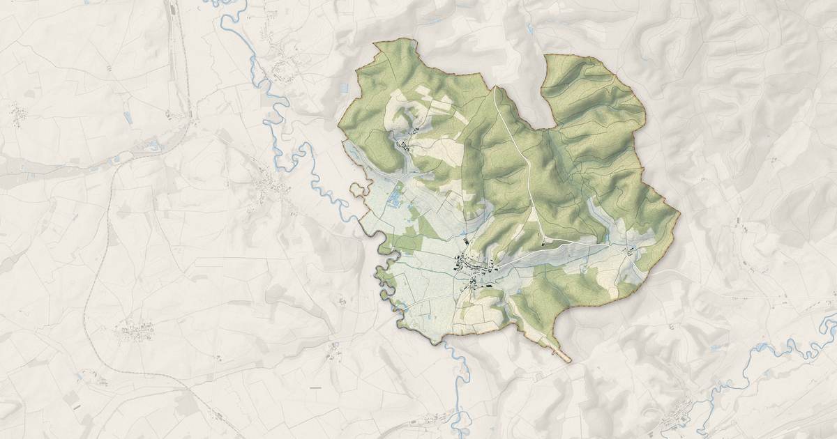 Portrait cartographique de Olizy-Primat : relief, eau, forêts, bâti et voies, calculés à partir des données de l'IGN