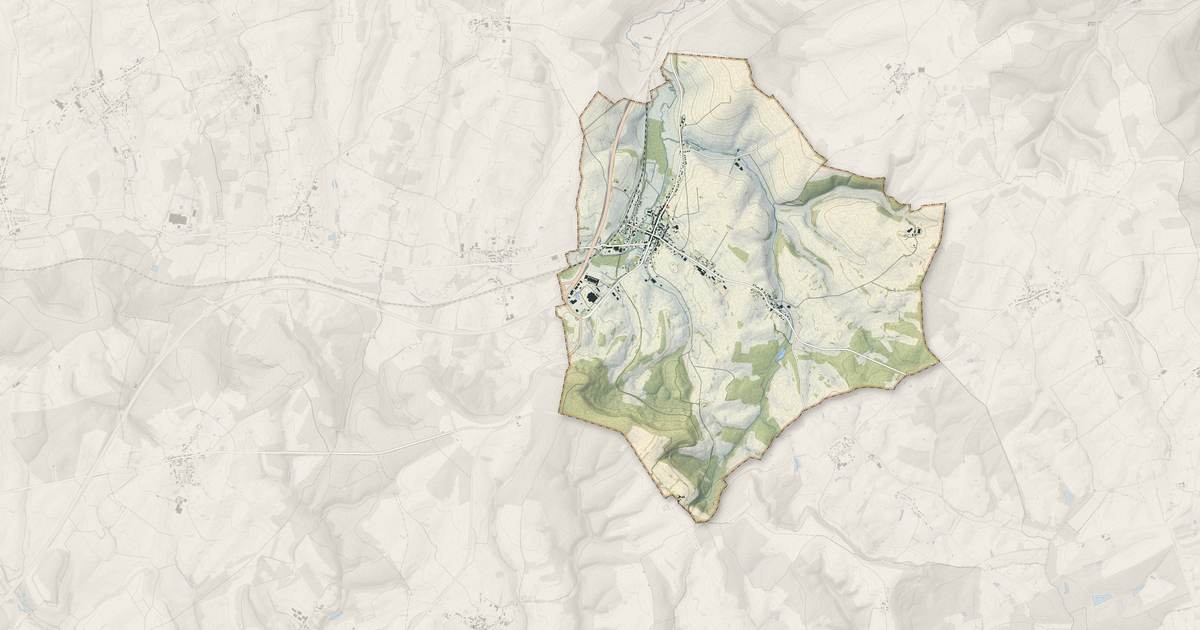 Portrait cartographique de Poix-Terron : relief, eau, forêts, bâti et voies, calculés à partir des données de l'IGN